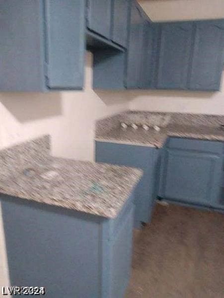 kitchen with blue cabinetry