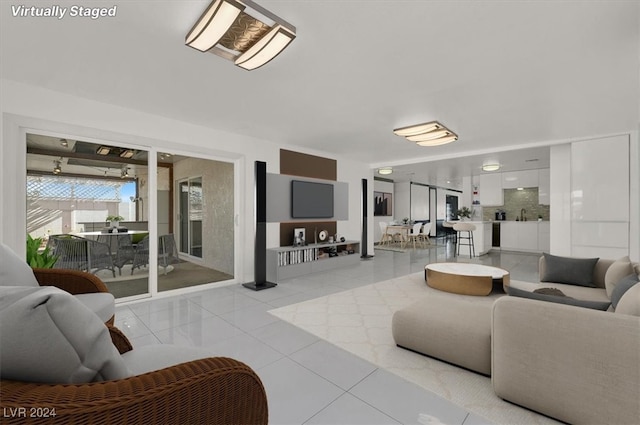 view of tiled living room