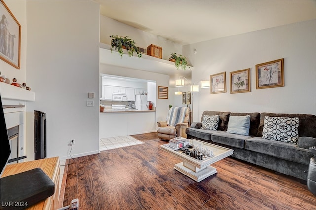 living room with hardwood / wood-style floors