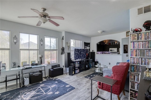 9975 Peace Way Unit 1058, Las Vegas, NV 89147 - living room with ceiling fan and wood finished floors