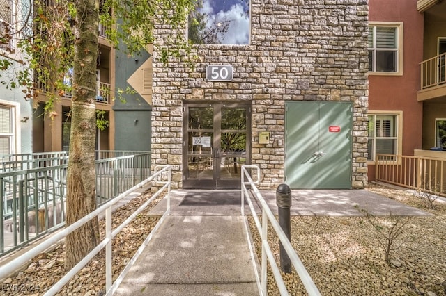 view of exterior entry with french doors