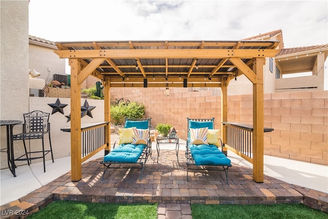 view of patio / terrace with a gazebo