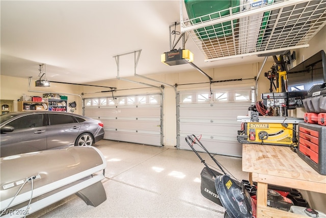 garage with a garage door opener