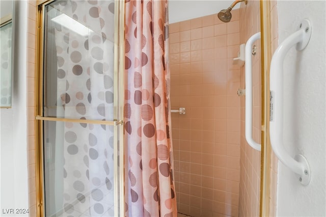 bathroom featuring a shower with curtain