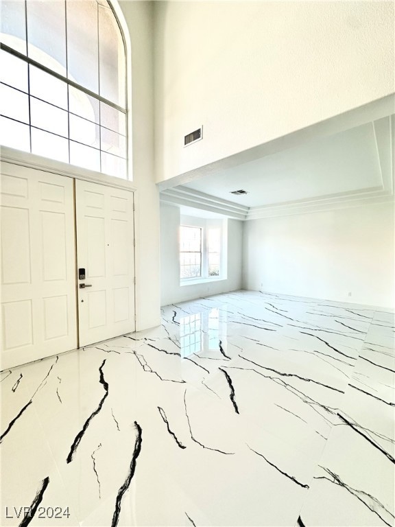 entrance foyer featuring a towering ceiling