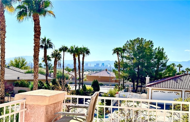 exterior space featuring a mountain view