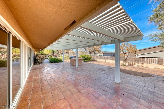 view of patio / terrace featuring a pergola