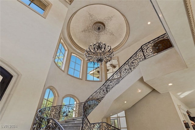 interior details with an inviting chandelier