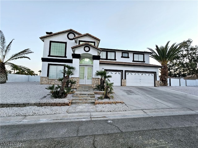 view of property featuring a garage