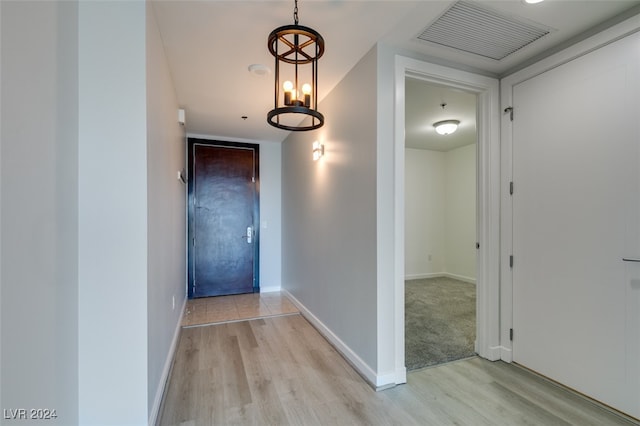 hall featuring light wood-type flooring