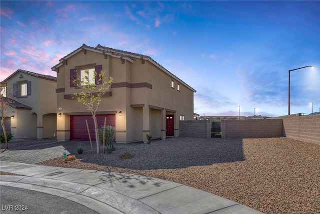 exterior space featuring a garage