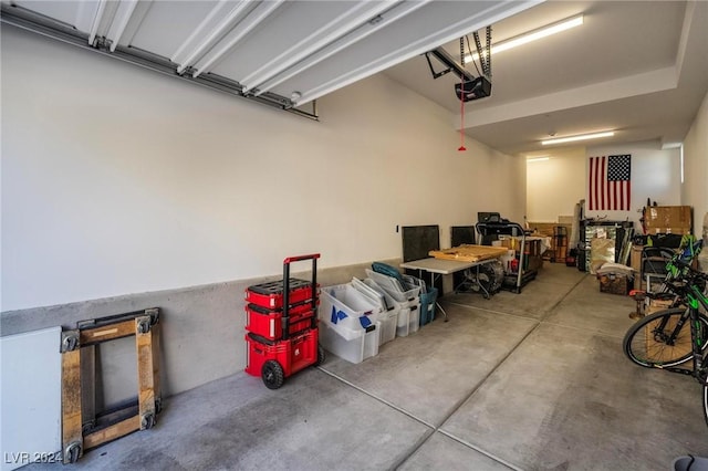 garage with a garage door opener