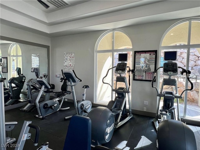 workout area with a healthy amount of sunlight