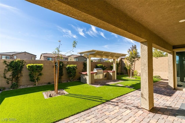 view of patio with area for grilling