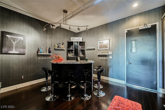 bar featuring dark wood-type flooring