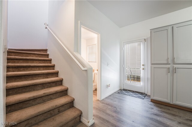 foyer entrance featuring light wood-type flooring