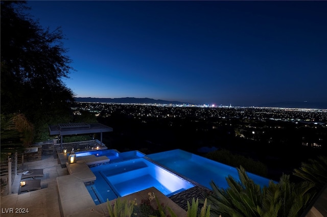 view of aerial view at night