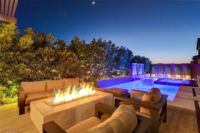 2567 Speyburn Ave, Henderson, NV 89044 - swimming pool featuring a fire pit and an in-ground hot tub