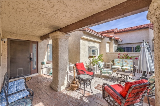 view of patio featuring an outdoor hangout area