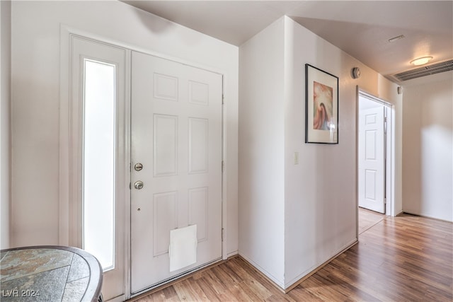 foyer entrance with wood-type flooring