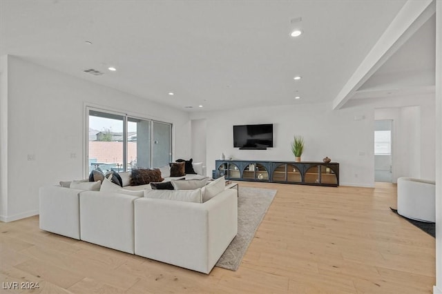 living room with light wood-type flooring