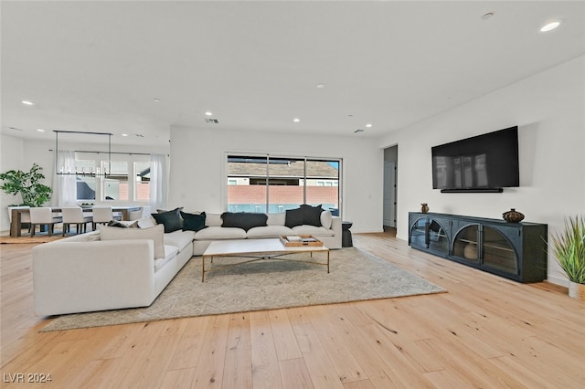 living room featuring light wood-type flooring