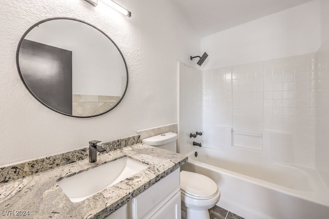 full bathroom with vanity, shower / washtub combination, and toilet