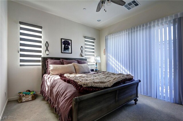 bedroom with carpet floors and ceiling fan