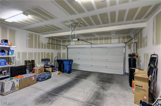 garage with a garage door opener