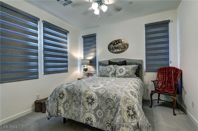 bedroom with carpet and ceiling fan