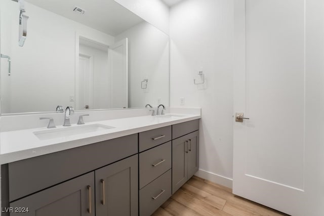 bathroom featuring vanity and wood-type flooring