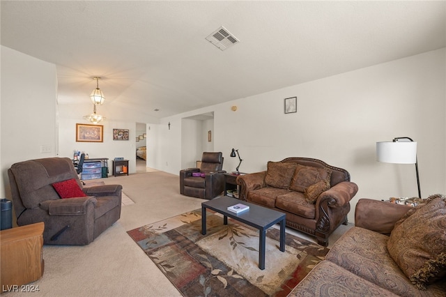 living room featuring carpet floors