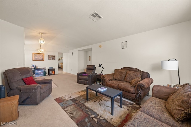 2259 Rugged Mesa Dr, Laughlin, NV 89029 - carpeted living area featuring vaulted ceiling