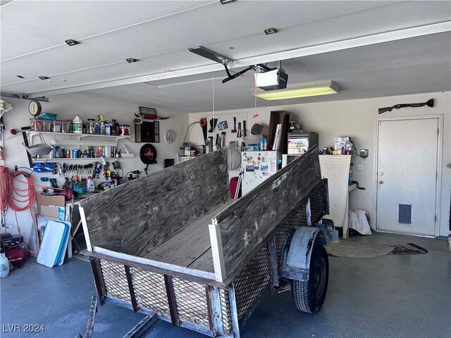 garage with a garage door opener