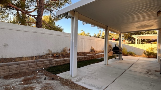 view of patio with area for grilling