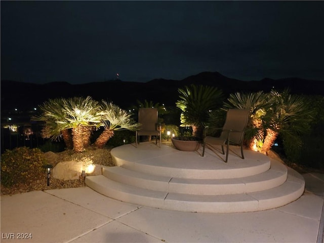 view of patio at night