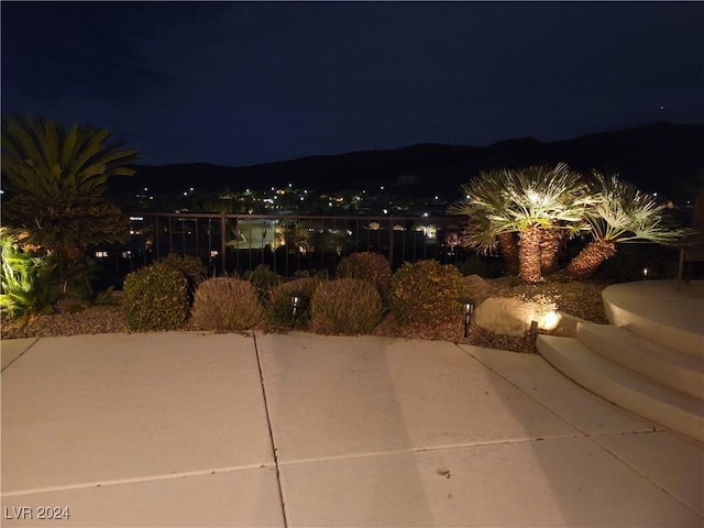 view of patio at night