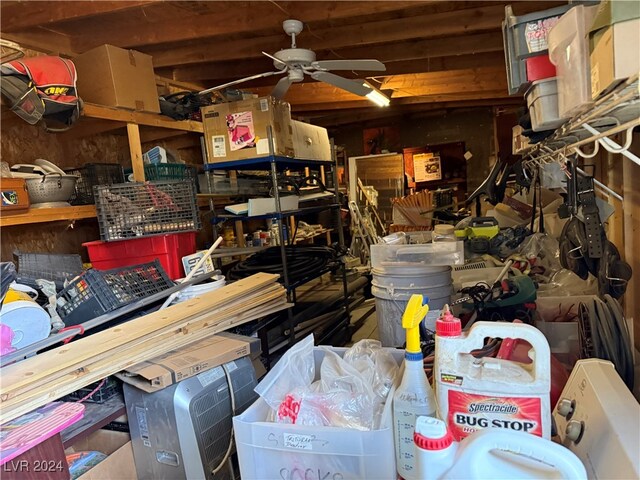 storage area with ceiling fan