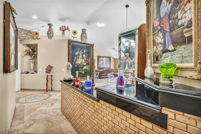 interior space featuring an inviting chandelier