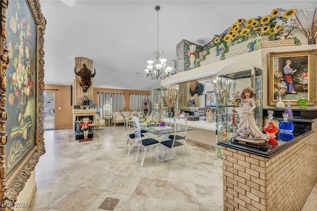 dining area with a chandelier