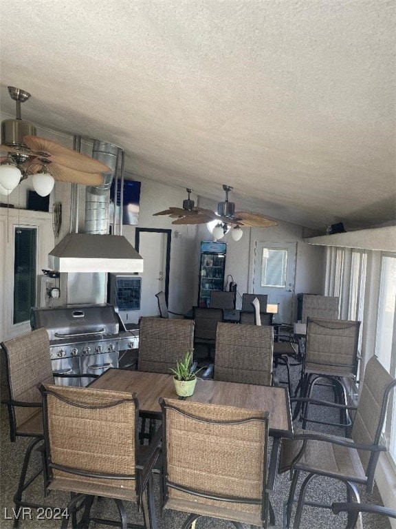 view of patio / terrace with outdoor lounge area, ceiling fan, and a grill