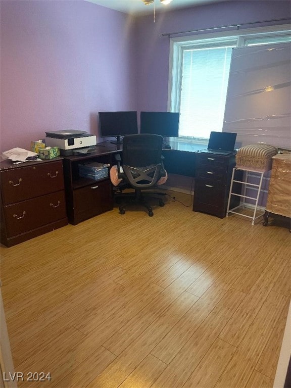 office area featuring light wood-type flooring