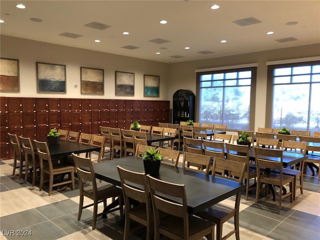 dining room with tile patterned floors