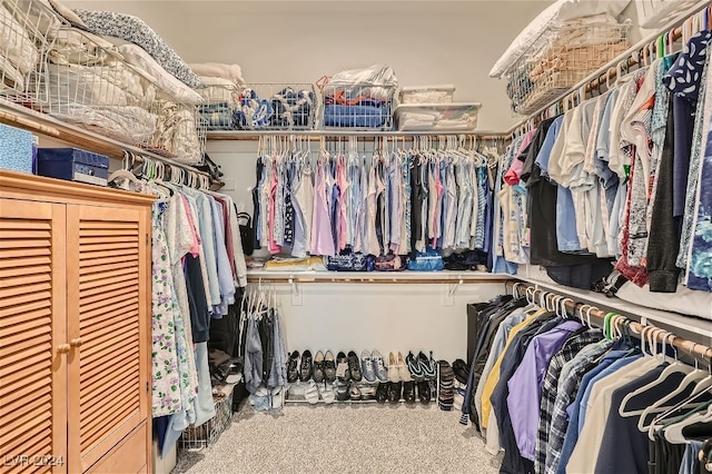 walk in closet featuring carpet