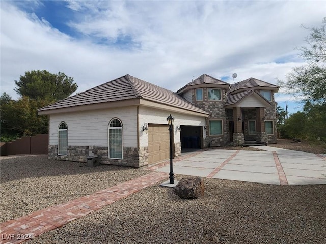 view of front of house with a garage