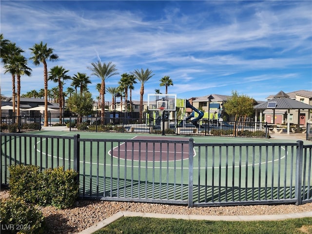 view of basketball court featuring a gazebo