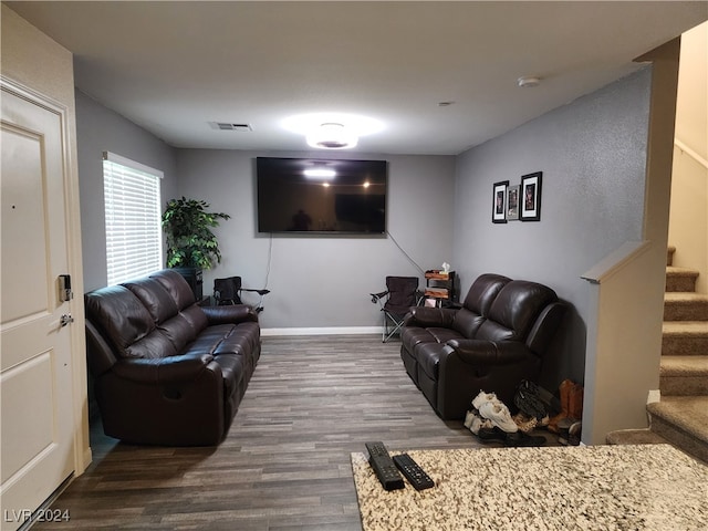 living room with wood-type flooring