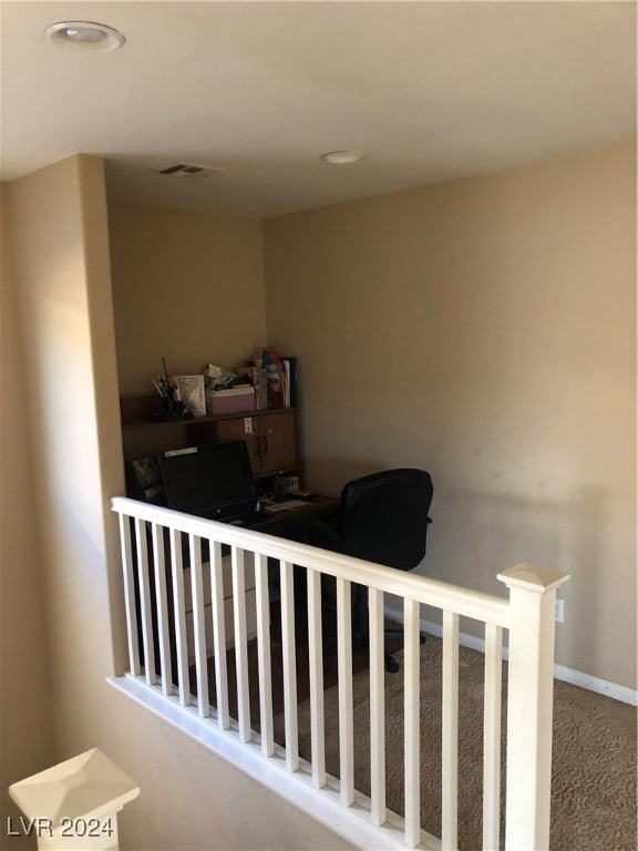 interior space featuring carpet flooring