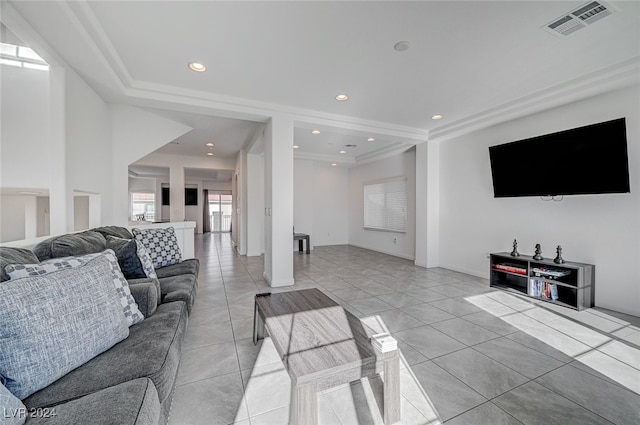 view of tiled living room