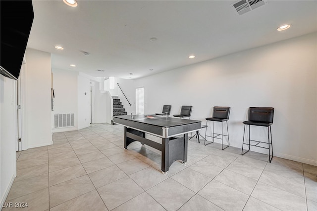 game room featuring light tile patterned flooring